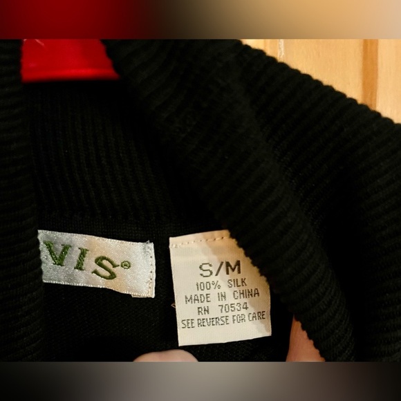 Orvis Black 100% Silk Sleeveless Cropped Turtleneck Top Size S/M Light Ribbed - Picture 7 of 12